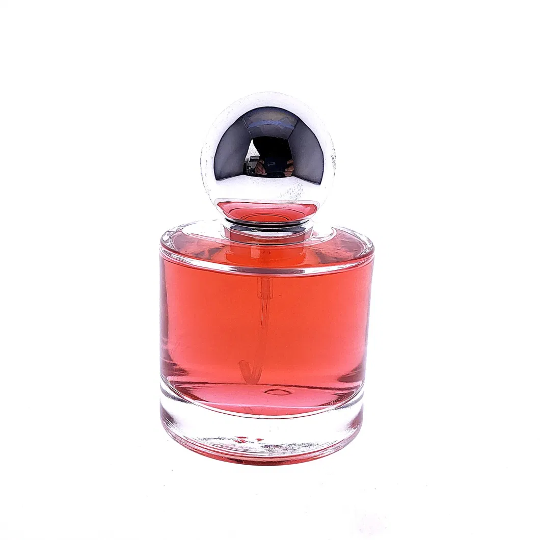 50ml Cylindrical Glass Perfume Bottle Spot Simple Plastic Card Pump Head Step ABS Perfume Lid