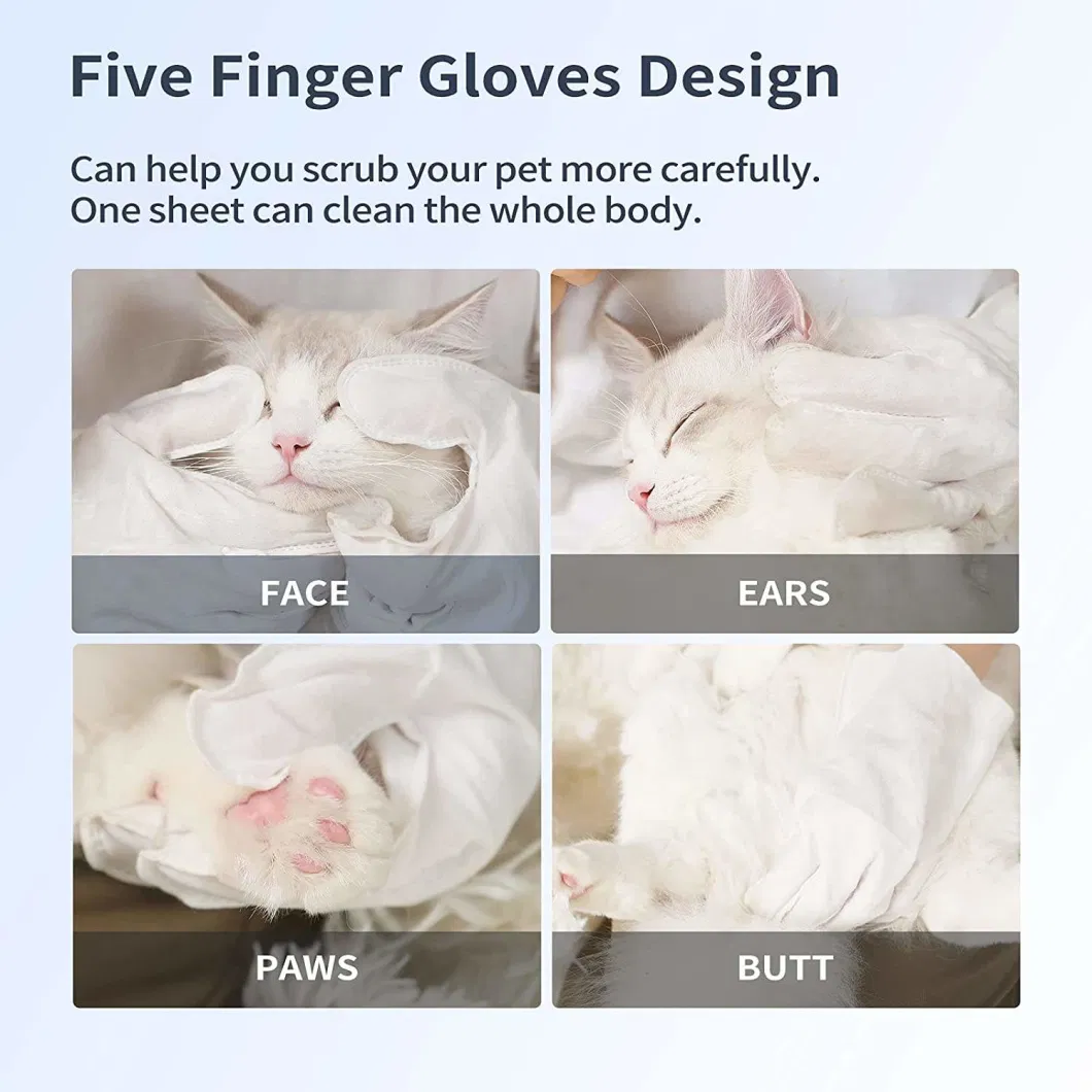 Factory Pets Shampoo Dogs and Cats Disposable Spunlace Fabric Bath Gloves Wipes for Dogs and Cats
