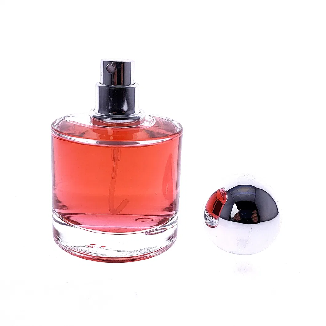 50ml Cylindrical Glass Perfume Bottle Spot Simple Plastic Card Pump Head Step ABS Perfume Lid